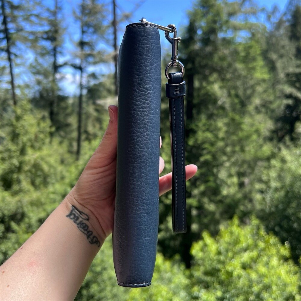 COACH Long Zip-Around Wallet Navy Blue Pebble Leather Silver Hardware AUTHENTIC - Picture 6 of 11